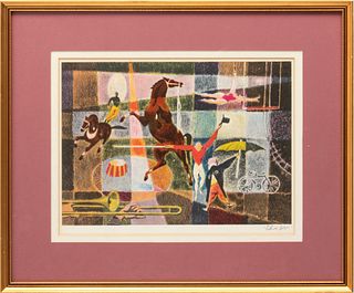 Georges Schreiber (AMERICAN/BELGIAN, 1904-1977) Lithograph In Colors On Wove Paper, 1953, Center Ring Circus, H 11.25" W 16"