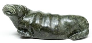 Canadian Inuit Carved Stone Walrus H 18" W 5"