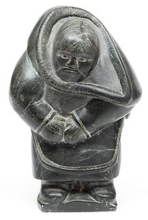 Jos Hpie, Inuit Canadian Stone Sculpture Ca. 1981, H 11" W 7.5"