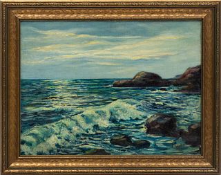 Alan Franks (Canadian, 20th C.) Oil On Canvas, 1937, Rocky Shoreline, H 14" W 19"