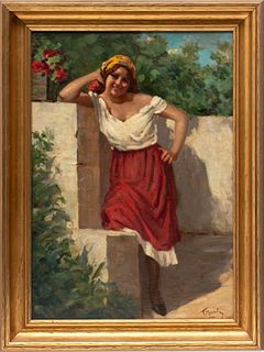 Italian Oil On Canvas, Ca. 20th C., An Italian Beauty, H 23.5" W 16.5"