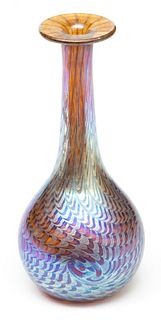 Studio Art Glass Amber Vase Ca. 1987, H 5"