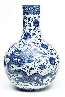 Chinese Blue & White Porcelain Vase, H 22" Dia. 15"