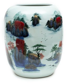 Chinese Porcelain Drum Vase H 21" Dia. 15"