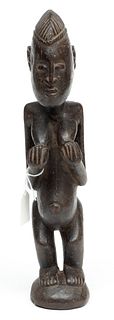 African, Dogon Carved Wood Maternity Figure 20th C., H 14.5" W 3" Depth 4.25"