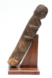 African Dogan Carved Wood Mortar, 20th C., W 2.5" L 13"