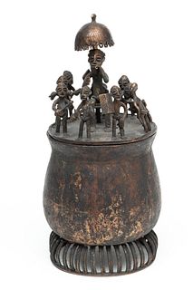 Republic Of Ghana, Akan People 20th C., Kudo Container, H 10" W 5"