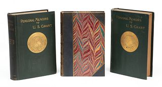 Personal Memoirs Of U.S. Grant, Charles L. Webster & Co., 1885, First Edition, Two Volumes H 9.5" W 6.5" With Life Of William Hull, 1848