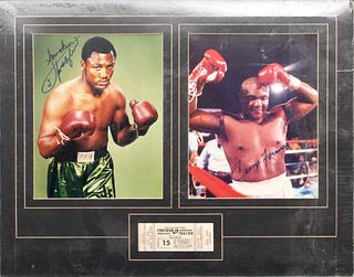 Autographed Photographs Of George Foreman And Joe Frazier, H 16" W 20"