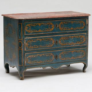 Italian Rococo Style Provincial Painted Chest of Drawers