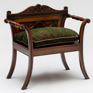 George III Style Carved Mahogany Hall Chair, Designed by Ann Getty and Associates