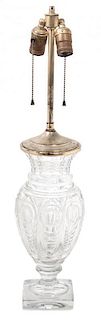 A Baccarat Cut Crystal Table Lamp Height 13 1/2 inches.