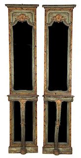 A Pair of Louis XV Style Pier Consoles Height 86 x width 18 x depth 11 inches.
