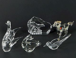SIX ITALIAN COLORLESS GLASS ANIMALS
