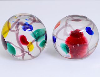 TWO SEGUSO GLASS PAPERWEIGHTS FOR TIFFANY & CO