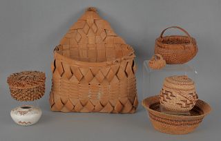 Six miscellaneous baskets, 19th c., to include Ind