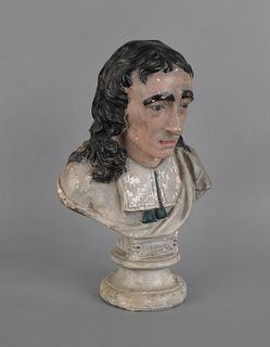 Large chalk bust of Milton, 19th c., 18" h.