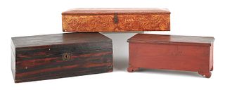 Three miscellaneous painted wood boxes, largest -8