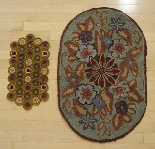 Hooked rug, 20th c., 34 1/2" x 21 1/2", together w