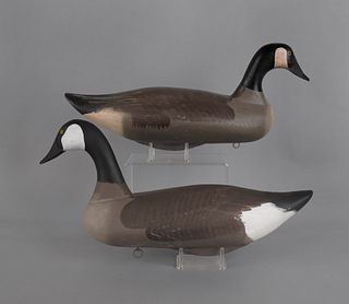 Two Canada goose decoys, 21" l.
