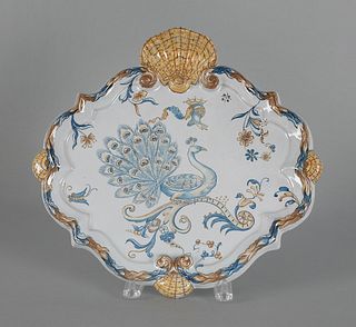 Galle faience plaque, ca. 1900, marked Clement Gal