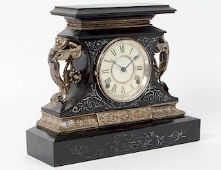 AMERICAN FAUX MARBLE MANTLE CLOCK