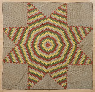Pieced Bethlehem star quilt, late 19th c., signed.