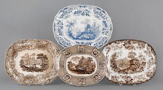 Four Staffordshire platters, 19th c., to include D