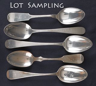 Collection of American silver serving spoons, 19th
