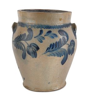 Pennsylvania four-gallon stoneware crock, 19th c.,