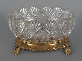French ormolu mounted cut glass centerpiece bowl,a