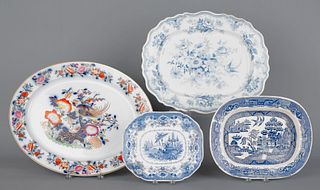 Four ironstone/Staffordshire platters, 19th c., to