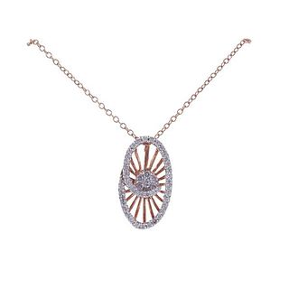 Kallati Rose Gold Diamond Oval Pendant Necklace 