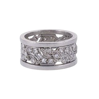 Midcentury Platinum Diamond Band Ring
