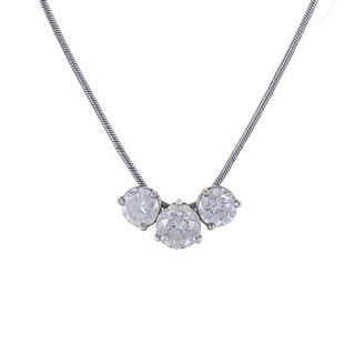 Platinum 1.75ctw Diamond Slide Necklace