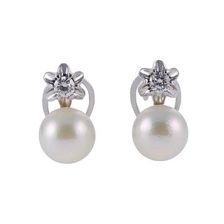 18k Gold Pearl Diamond Earrings