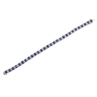 14k Gold Diamond Sapphire Tennis Bracelet