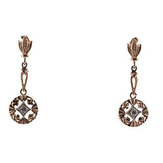 14k Gold Diamond Drop Earrings