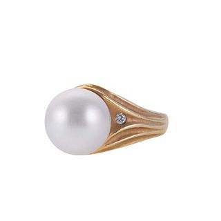 Penny Preville 18k Gold Diamond South Sea Pearl Ring