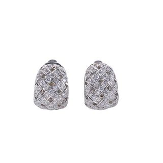 Tiffany &amp; Co Vannerie Platinum Diamond Hoop Earrings