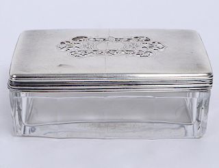 RUSSIAN SILVER AND GLASS DRESSING BOX