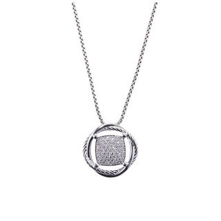 David Yurman Silver Diamond Infinity Pendant Necklace