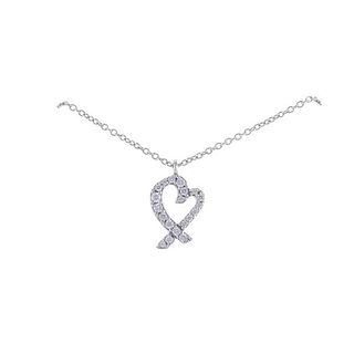 Tiffany &amp; Co Picasso Loving Heart 18k Gold Diamond Pendant Necklace