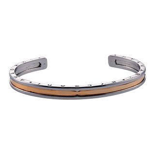 Bvlgari Bulgari B.Zero1 18k Gold Steel Cuff Bracelet