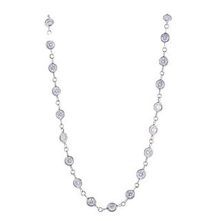 Michael Beaudry Platinum Diamond Station Chain Necklace 