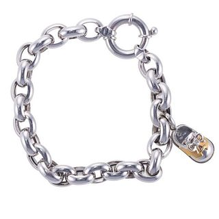 Aaron Basha 14k Gold Diamond Baby Shoe Charm Bracelet