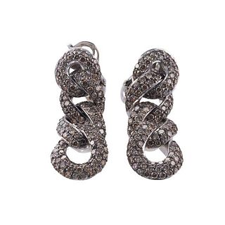 18k Gold Fancy Diamond Link Drop Earrings
