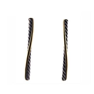 David Yurman 18k Gold Silver Crossover Cable Earrings