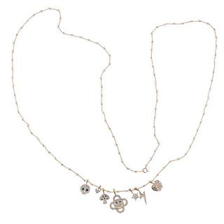 EyeFunny 18k Gold Diamond Multi Charm Necklace