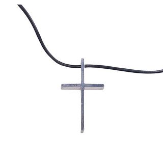 Gucci Sterling Silver Cross Pendant on Cord Necklace